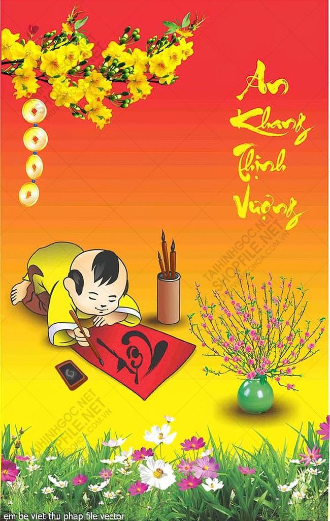 em be viet thu phap file vector